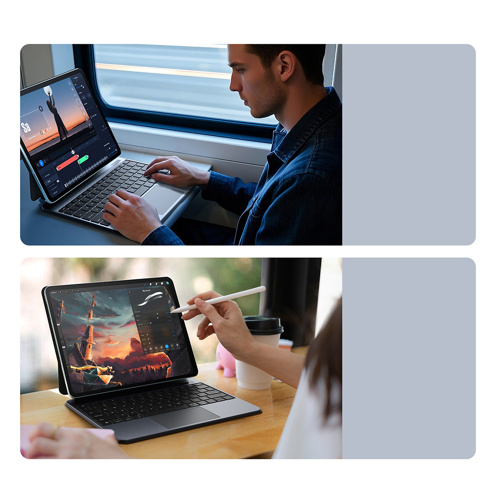 Etui z klawiaturą Bluetooth Dux Ducis (MK Pro Series) do iPad Air 11" 6 gen. 2024, iPad Air 10.9" 4/5, iPad Pro 11 2022/2021/2020, białe